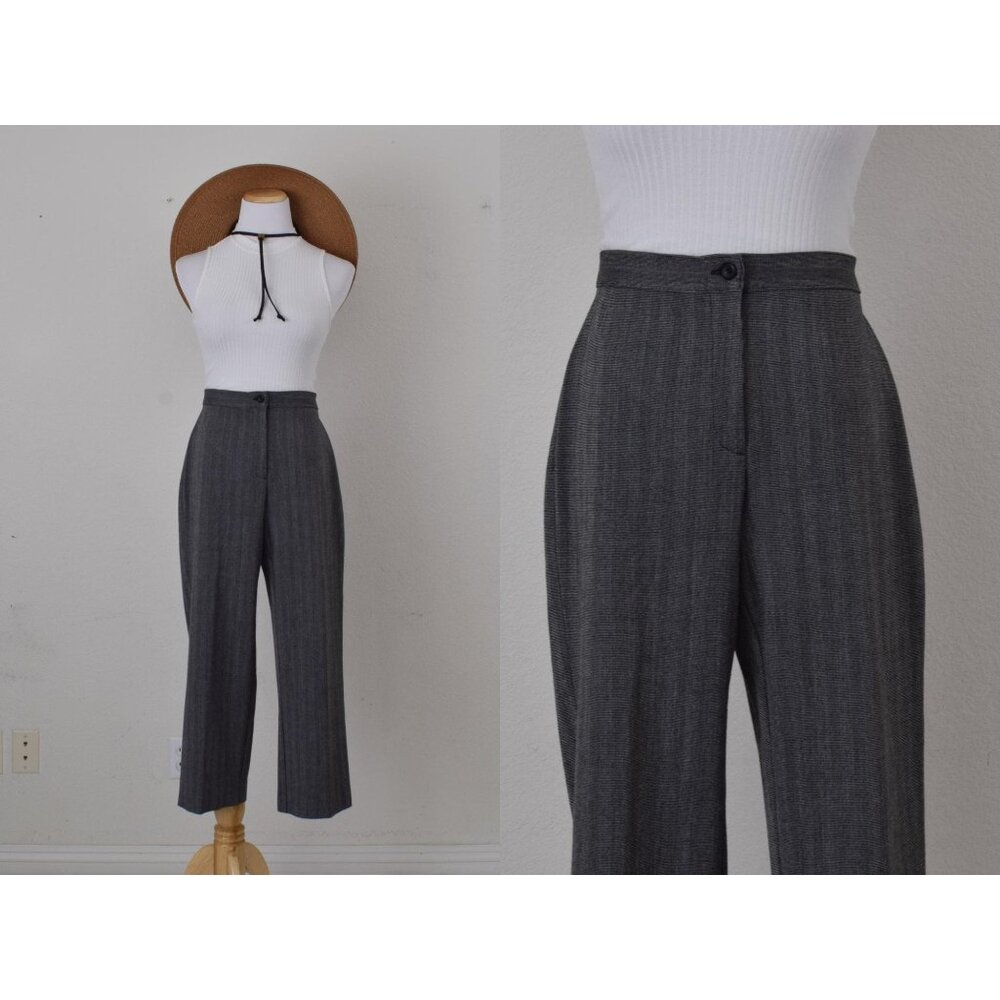 Vintage 90s Gray Poly Blend Trousers size‎ 10P | 31 waist